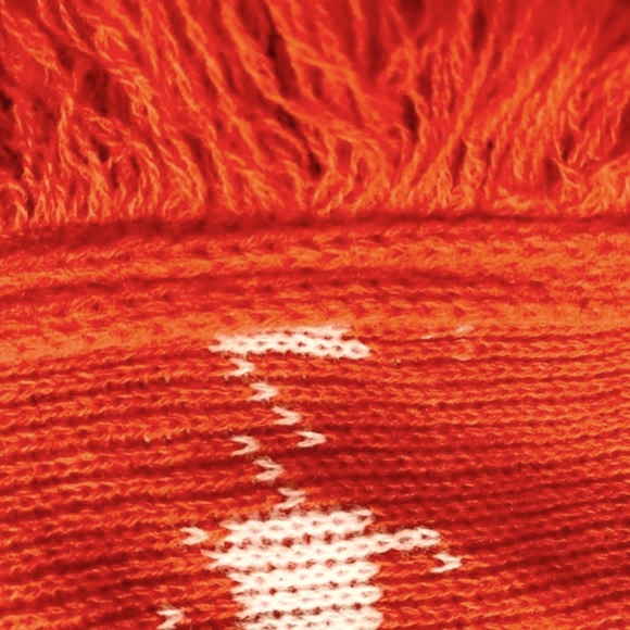 Vtg 60s bold orange houndstooth knit scarf - Picture 6 of 7